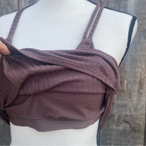 New Aerie Tank/Cami Size Large V Cut Slit Racerback Double Straps Crochet Back - Image 7