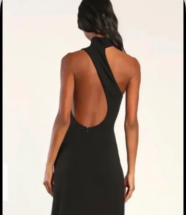 Lulus  Black Asymmetrical Cutout Halter Maxi - Image 2