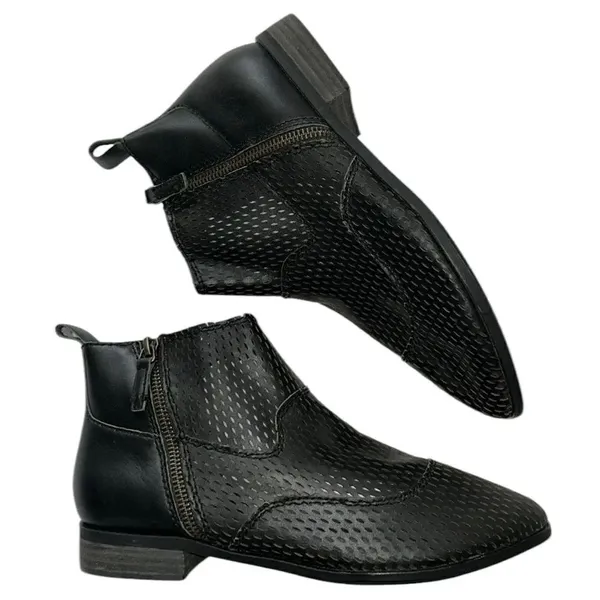 Kelsi Dagger Black Alaska Perforated Zip Ankle Booties(Size 8) - Image 3