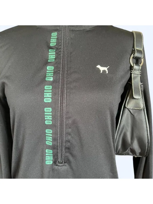 Vintage Y2K Victoria’s Secret PINK Ohio Bobcats Quarter Zip Size Medium 🖤 - Image 2