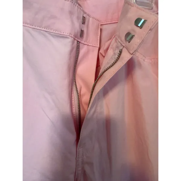 Zara Womens High Rise Wide Leg Cotton Trousers Pink‎ Size Large - Image 6