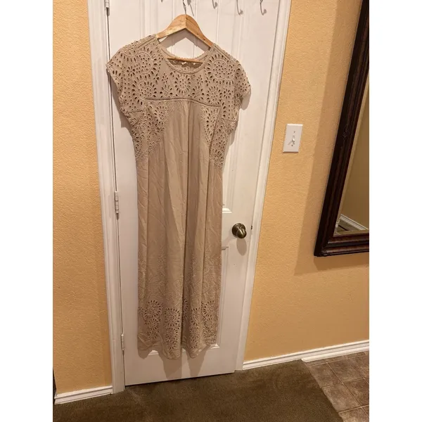 Tiny Women's Boho Lace Maxi Dress Beige Size S Brown - Image 3