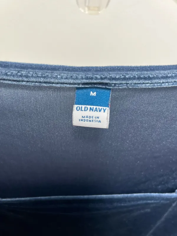 Old Navy Velvet Bodysuit Blue Long Sleeve Square Neck - Image 2