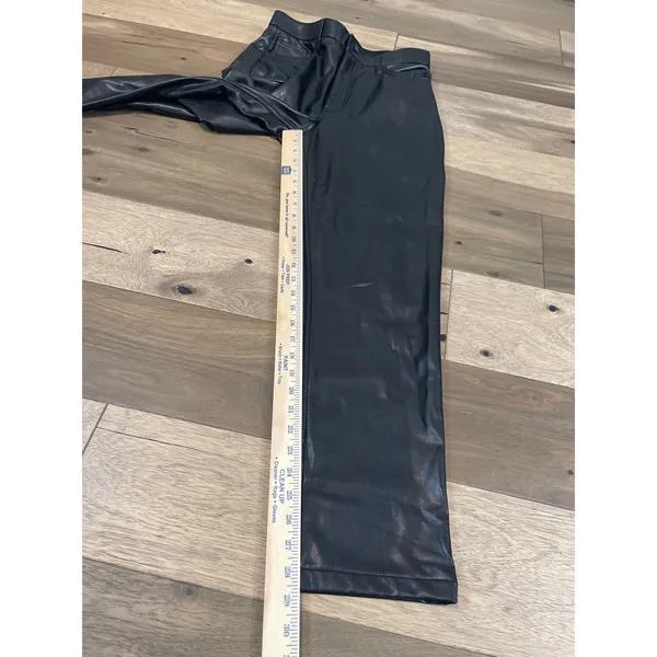 Abercrombie & Fitch ’90s Straight Ultra High Rise Faux Leather Pants Sz 6 Black - Image 7
