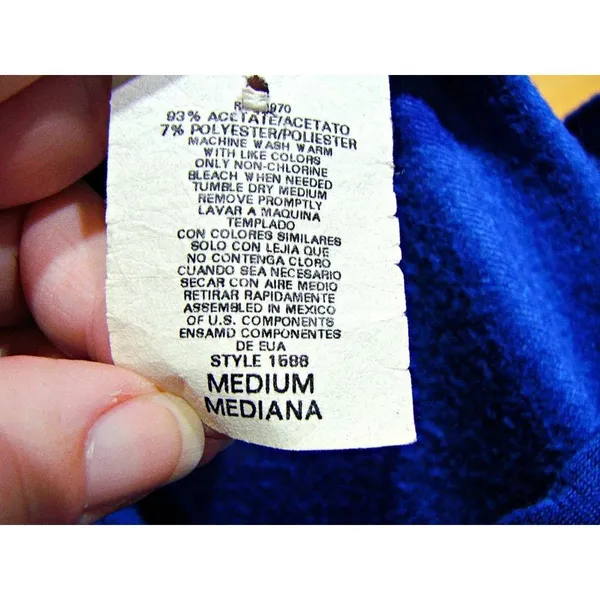 Vintage Womens 80s Basic Editions Intimates Front Zip Fleece Robe Blue Sz Medium - Image 6