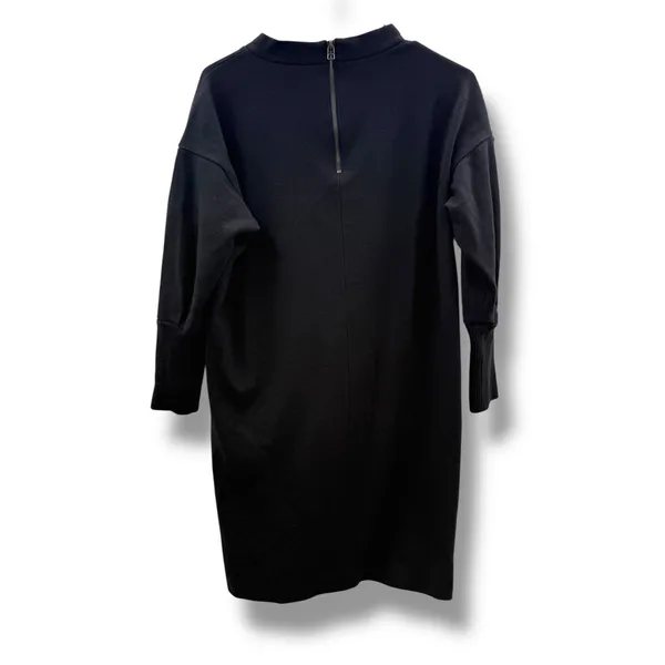 Black‎ Knit Dress Womens Medium Minimalist Work Office 3/4 Sleeve Stretch - Image 2