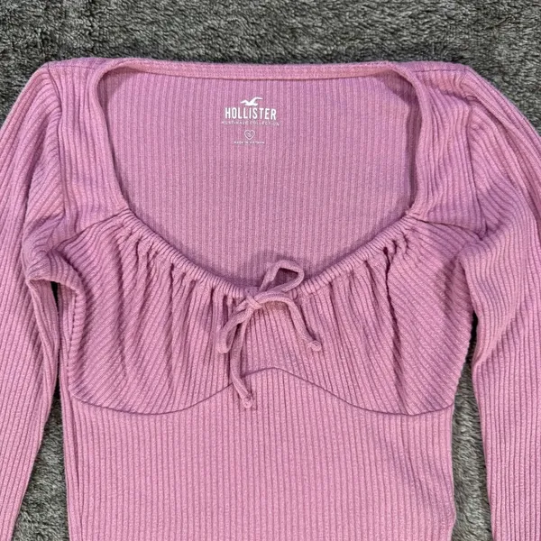 Hollister Must Have Collection Cropped Ribbed Long Sleeve Sz S - Image 4