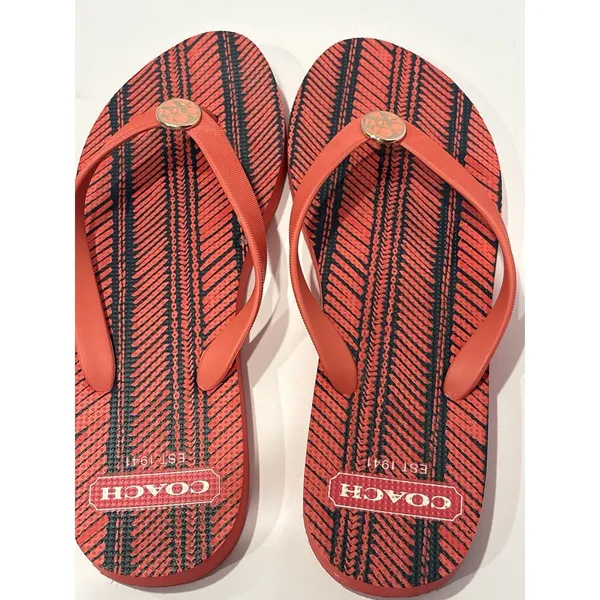Coach Alessa Flip-Flop Sandals featuring a coral and - Image 4
