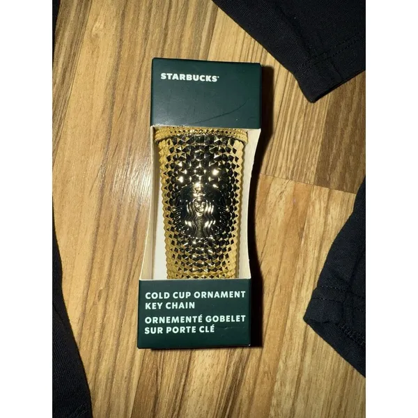 Christopher & Banks Starbucks Gold Christmas Ornament Women's Small‎ Tank 3/4 Length Shirt Santa - Image 4