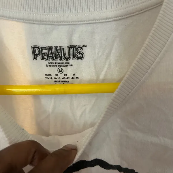 Peanuts Snoopy Short Sleeve Tee White Black Size M - Image 5