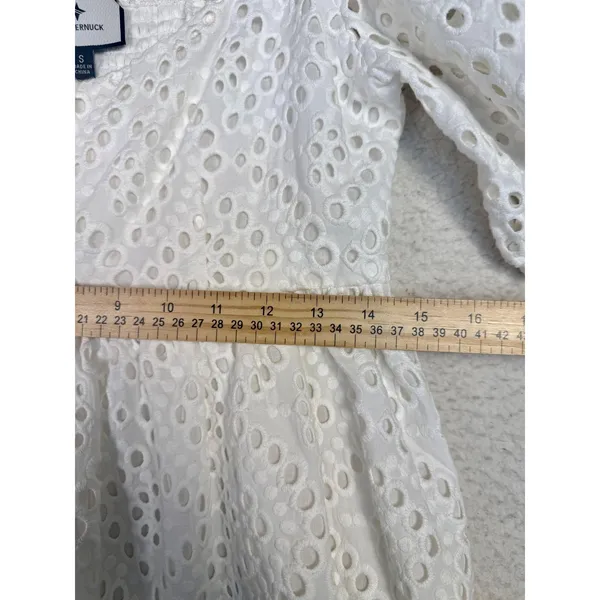 Tuckernuck Dress S White Eyelet Lace Puff Sleeve Abigail Dress Babydoll Cottage - Image 8