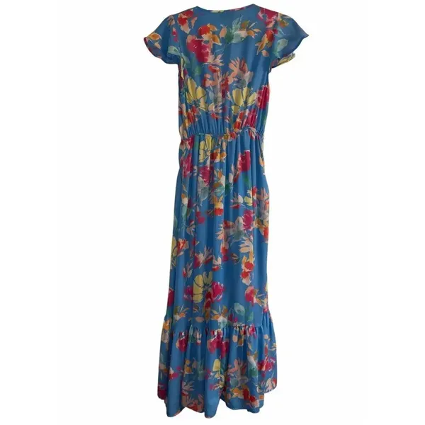 ✨VICI Deep V-Neck Bow Tie Front All Over Floral High Low Maxi Sz Medium Dress✨ - Image 7