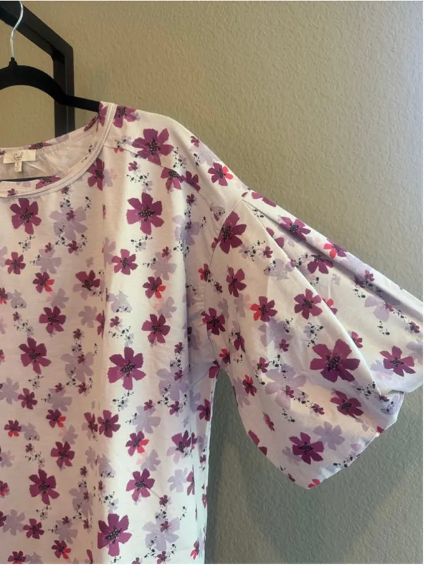 Easel Floral Print Bubble Sleeve Top in Lilac Size S - Image 5