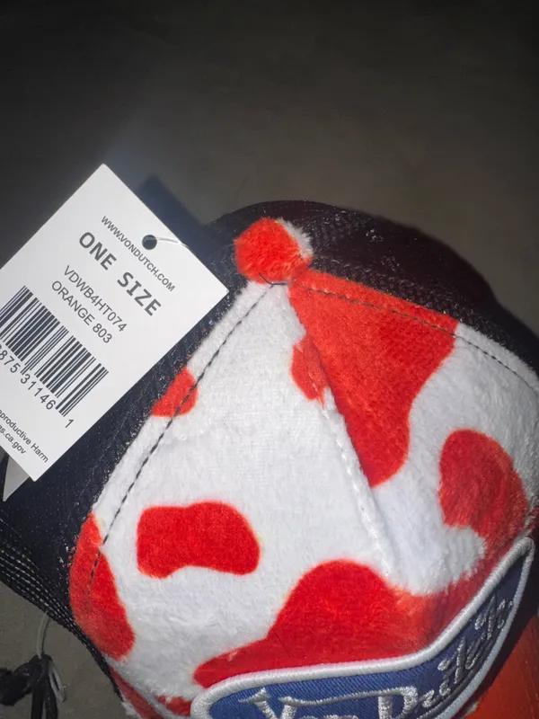 Von Dutch Orange Cow Print Mens Trucker Hat one size - Image 8
