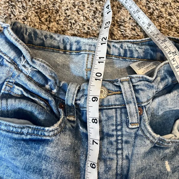 Old Navy Womens Jeans Acid‎ Wash Distressed Extra High Rise Straight Leg Size 00 - Image 7