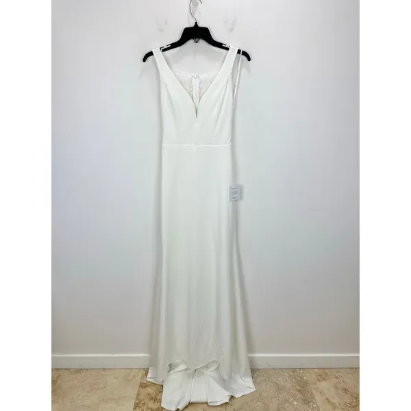 Lulus Extraordinary Romance White Button Back Mermaid Maxi Dress Formal S NWT - Image 5