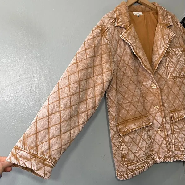 YFB On the Road Quilted Denim Coat Size XL Butterscotch Walker Jacket Boho - Image 2