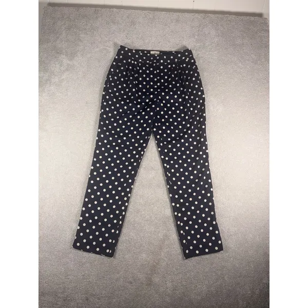Tuckernuck Conway Pants Womens Navy White Polka Dot High Rise Straight Leg M - Image 2
