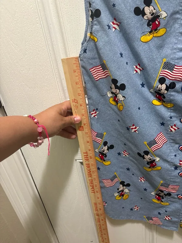 Sassy Scrubs Medium Blue Mickey Mouse Flag Stars Patriotic Scrub Top - Image 4
