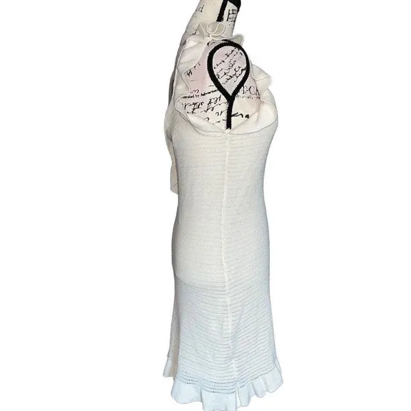 Anthropologie Ivory Ruffle‎ Knit Mini Dress Square Neck Cream Small NEW $130 - Image 5