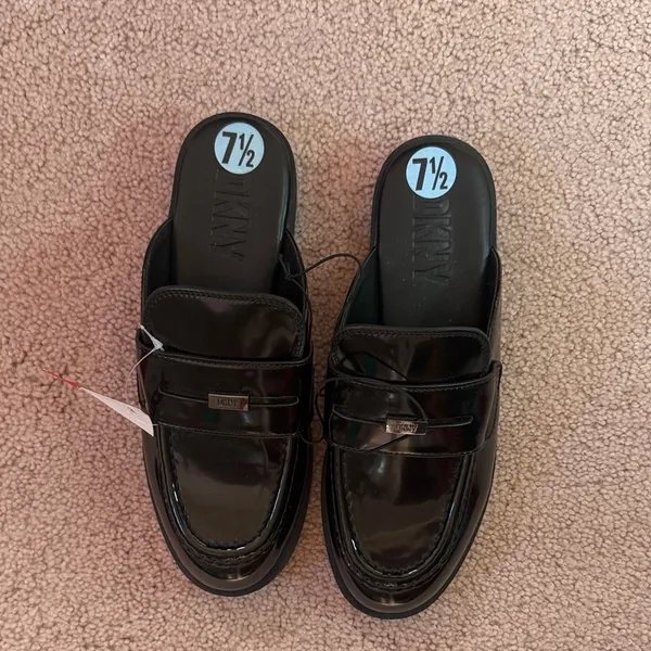DKNY Glossy Black Slip-Ons - Image 2