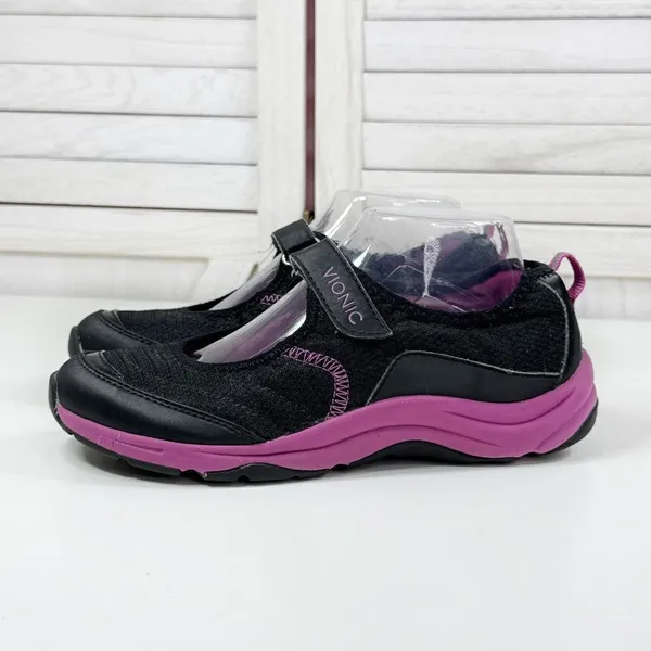 Vionic Sunset Orthotic Mary Jane Comfort Sneakers Shoes‎ Black Pink 7 - Image 2