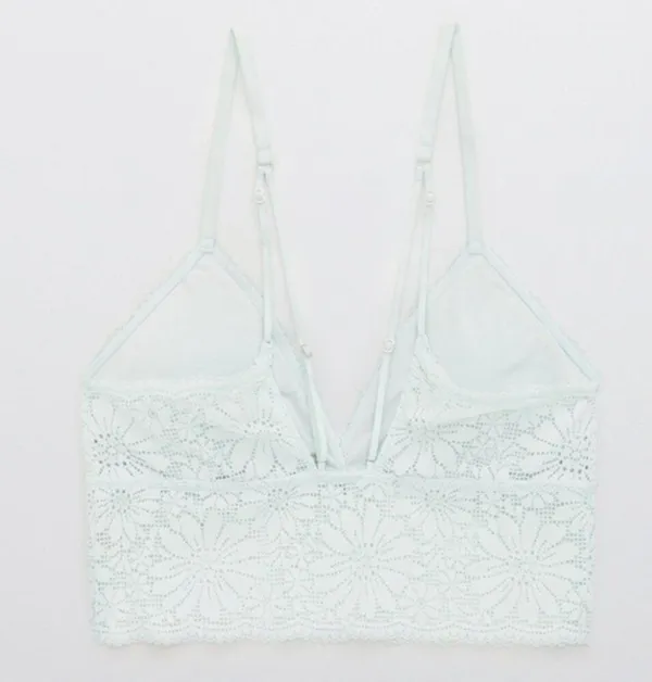 Aerie Textured Lace Padded Longline Bralette in Creamy White Size XL - Image 4