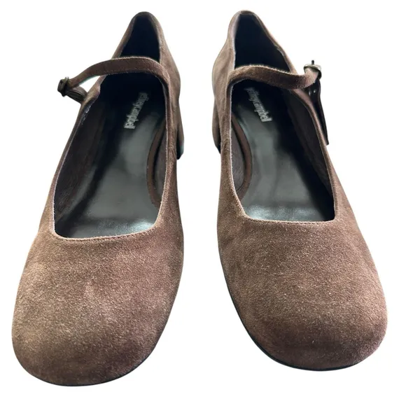 Jeffrey Campbell Top Tier Mary Jane Pump 8 brown suede block heels - Image 8