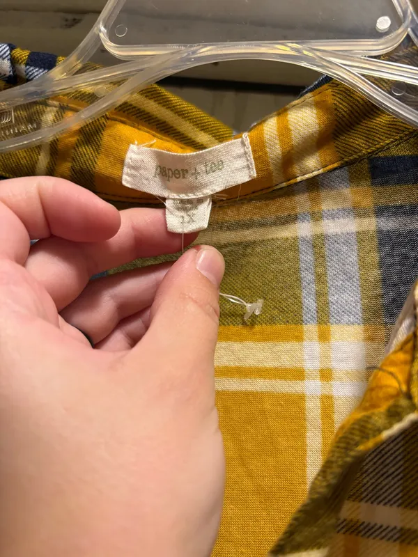 Paper + Tee mustard plaid 3/4 sleeve button up shirt, 1X - Image 3