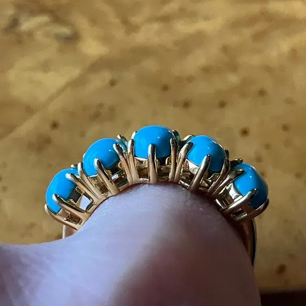Premium Kingman Turquoise Sterling Silver Ring Size 8 Blue - Image 2