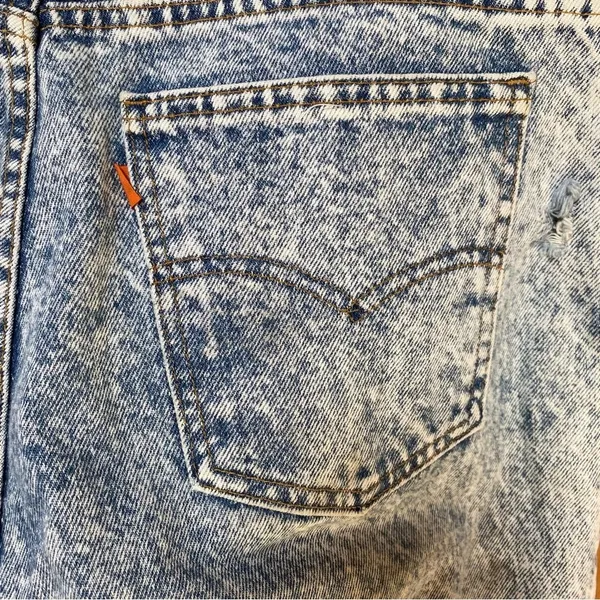Vintage Levi's Acid Washed Orange Tab 550 Relaxed Taper Jeans Denim 36 X 32 - Image 7