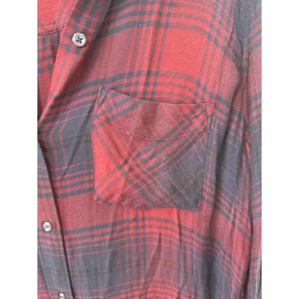 Rails Long Sleeve Plaid Button Front Shirt Dress in Red and Black SZ S 1991 - Image 5