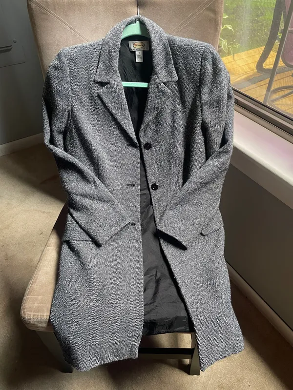 Talbots Gray Tweed Trench Coat - Image 2