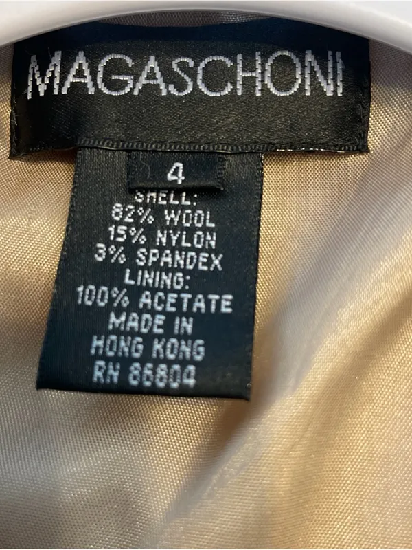 Magaschoni Trench Coat. Wool blend. Button Close. Lined. Herringbone. - Image 14