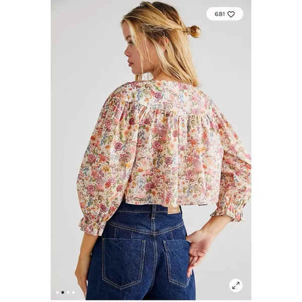 For Love & Lemons Theodora‎ Crop Top Blouse - Wonderland Print XS $158 - Image 2