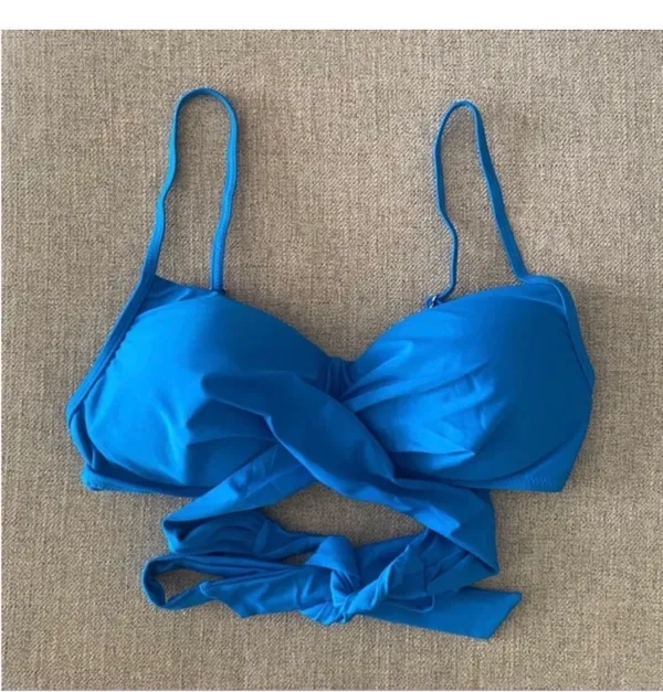 NWT Cupshe Summer Dream Blue Wrap And Floral High Waisted Bikini Sz M - Image 4