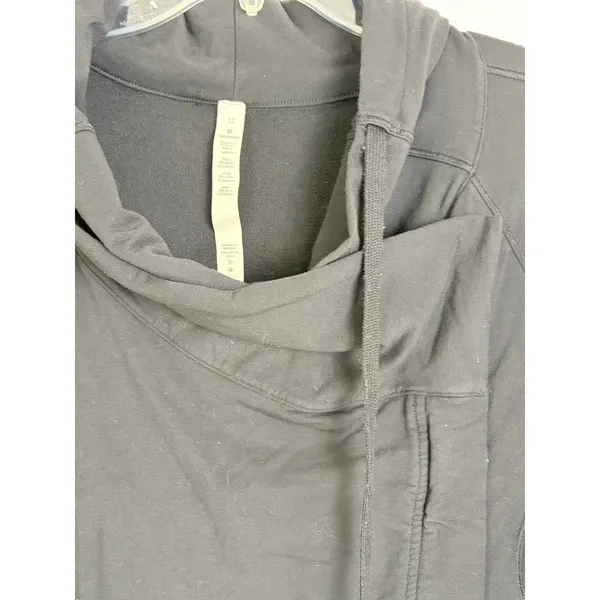 Lululemon Black Wrap Jacket Cowl Neck Asymmetrical Zip Size 12 - Image 6