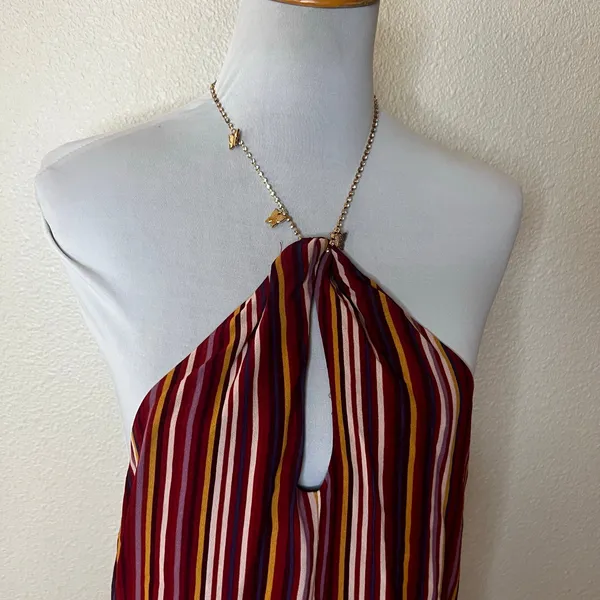 Reformation Bibi Halter Mini Shift Dress Rio Stripe NEW chain necklace WOMENS 4 - Image 2