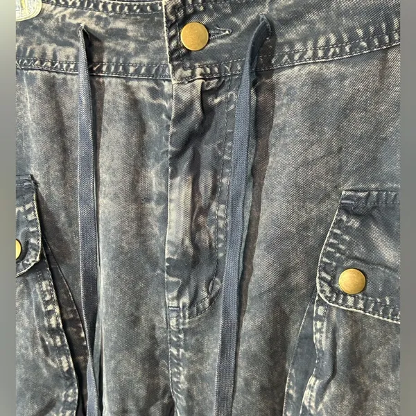 Young Fabulous & Broke Clyde Tencel Cargo Pants Small Blue Grey Cropped - Image 11