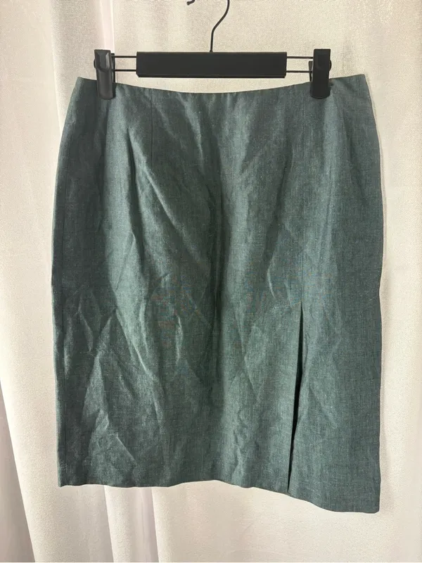 Ann Taylor Vintage Blue Classic Blazer and Skirt Suit Linen Cotton Blend 8/10 - Image 5
