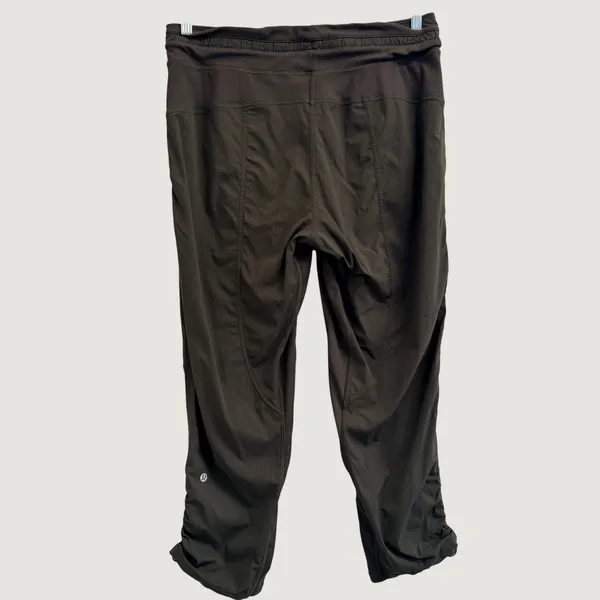 Lululemon Dance Studio Crop II Unlined Pants Dark Olive Women's 10 Drawstring - Image 4