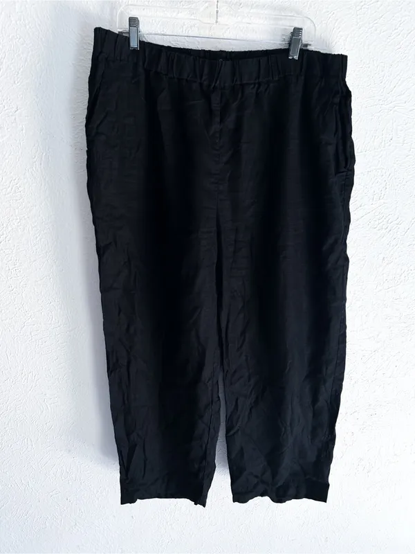 Quince 100% European Linen Pants Black XL Relaxed Quiet Luxury - Image 2