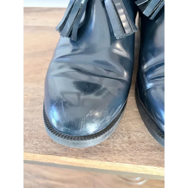 Zara Trafaluc Black‎ Leather Tassel Chelsea Ankle Boots 38 Preppy Coastal Rain - Image 5