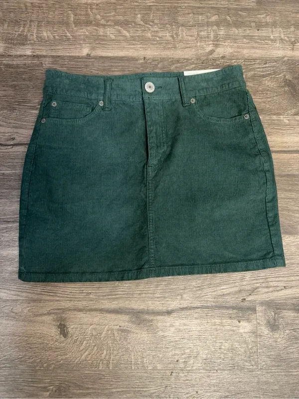 American Eagle Hi-Rise Corduroy Mini Skirt Green Super Stretch Size 2 NWT - Image 3