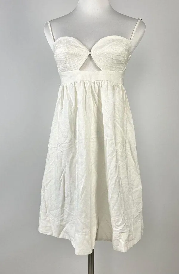 NWOT Farm Rio Linen Blend White Sleeveless Mini Dress Size L - Image 6