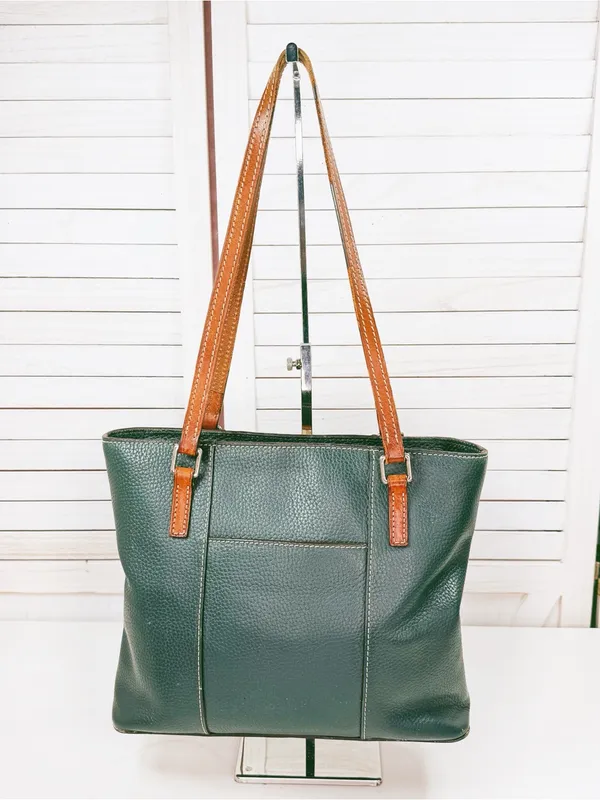 Dooney & Bourke Lexington Small Shopper Tote Bag Pebble Leather Dark Green Sage - Image 4