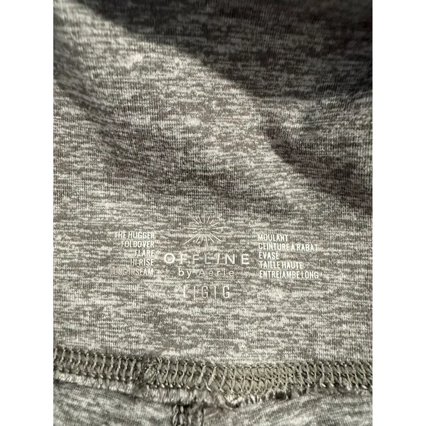 OFFLINE by Aerie The Hugger Foldover Flare Leggings Gray High Rise Long Inseam L - Image 4