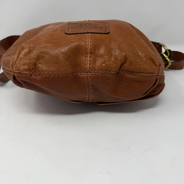 Fossil Long Live Vintage Crossbody Bag Cognac Leather Utility Women Small - Image 12