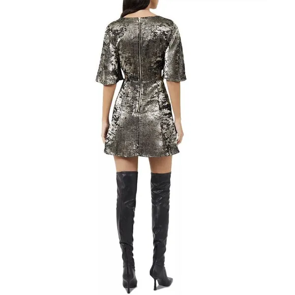 NEW FRENCH CONNECTION Alara Metallic cut out mini dress XSMALL Womens Night Out - Image 6