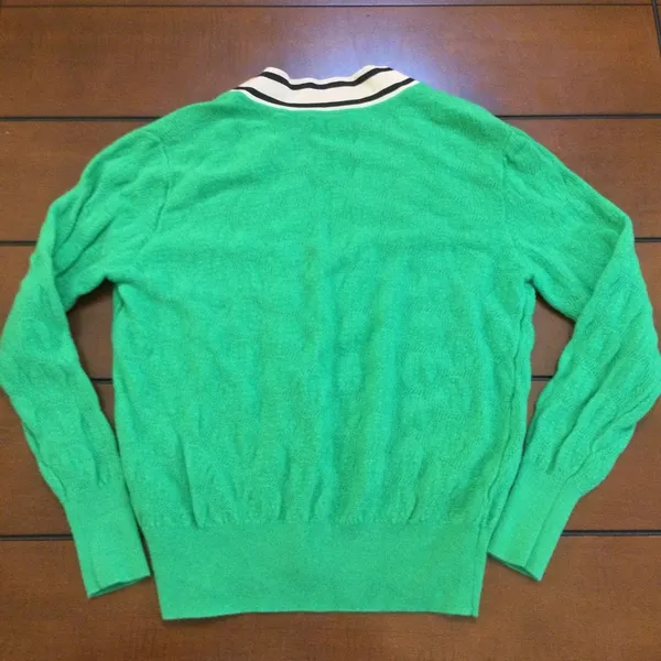 Sandro pointelle-knit sweater deep v neck green 0 - Image 7